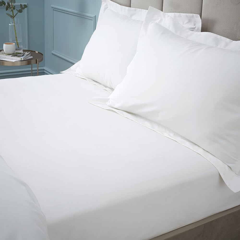Bianca Fine Linens Bedroom 180 Thread Count Egyptian Cotton Double Fitted Sheet, 34cm Depth, White