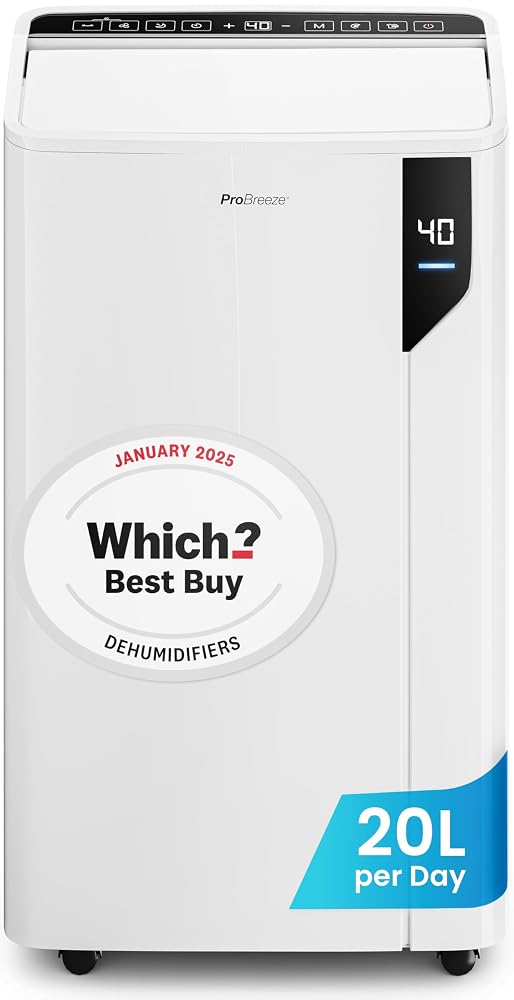 Pro Breeze 20L/Day Compressor Dehumidifier for Large Rooms, Home & Basements with Laundry Mode