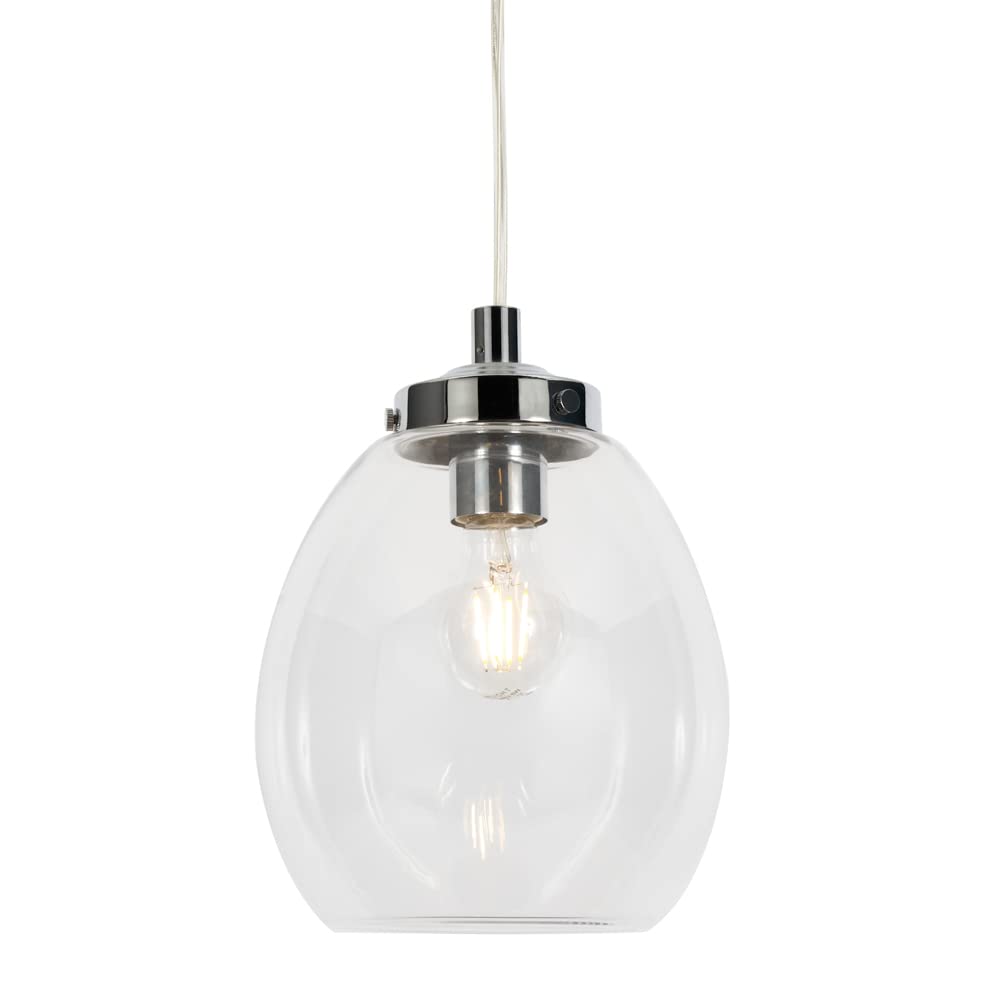 LITECRAFT Quincy Ceiling Pendant Bathroom Light with Glass Shade, Polished Chrome