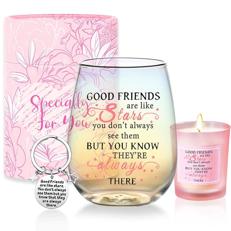 Yalucky Friendship Gifts for Women, Personalised Engraved Wine Glass, Best Friend Birthday Gift