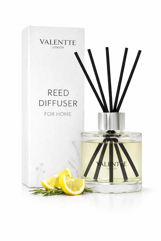 Valentte Reed Diffuser, Lemongrass & Rosemary, Long Lasting Home Fragrance