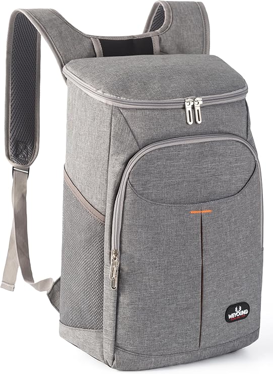 25L Insulated Cool Backpack Rucksack Cooler Waterproof Insulated Soft Lunch Cooler Backpack Lightweight Leakproof Cooler Bag for Men Women to Work, Picnics, Hiking, Camping, Beach (Grey)