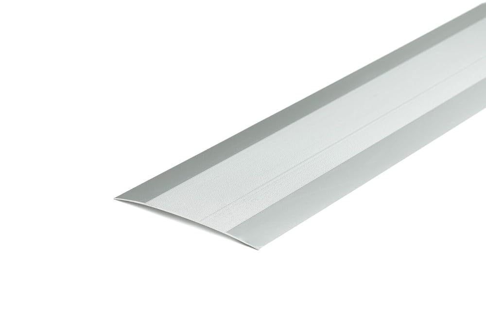 Self-Adhesive Aluminium Threshold Strip 100 mm x 930 mm Grooved Wide Profile Silver