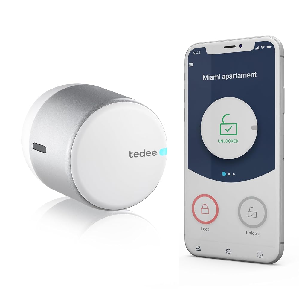 tedee Go Retrofit Smart Door Lock - Digital, Auto Lock, App & Keyless Access in Silver