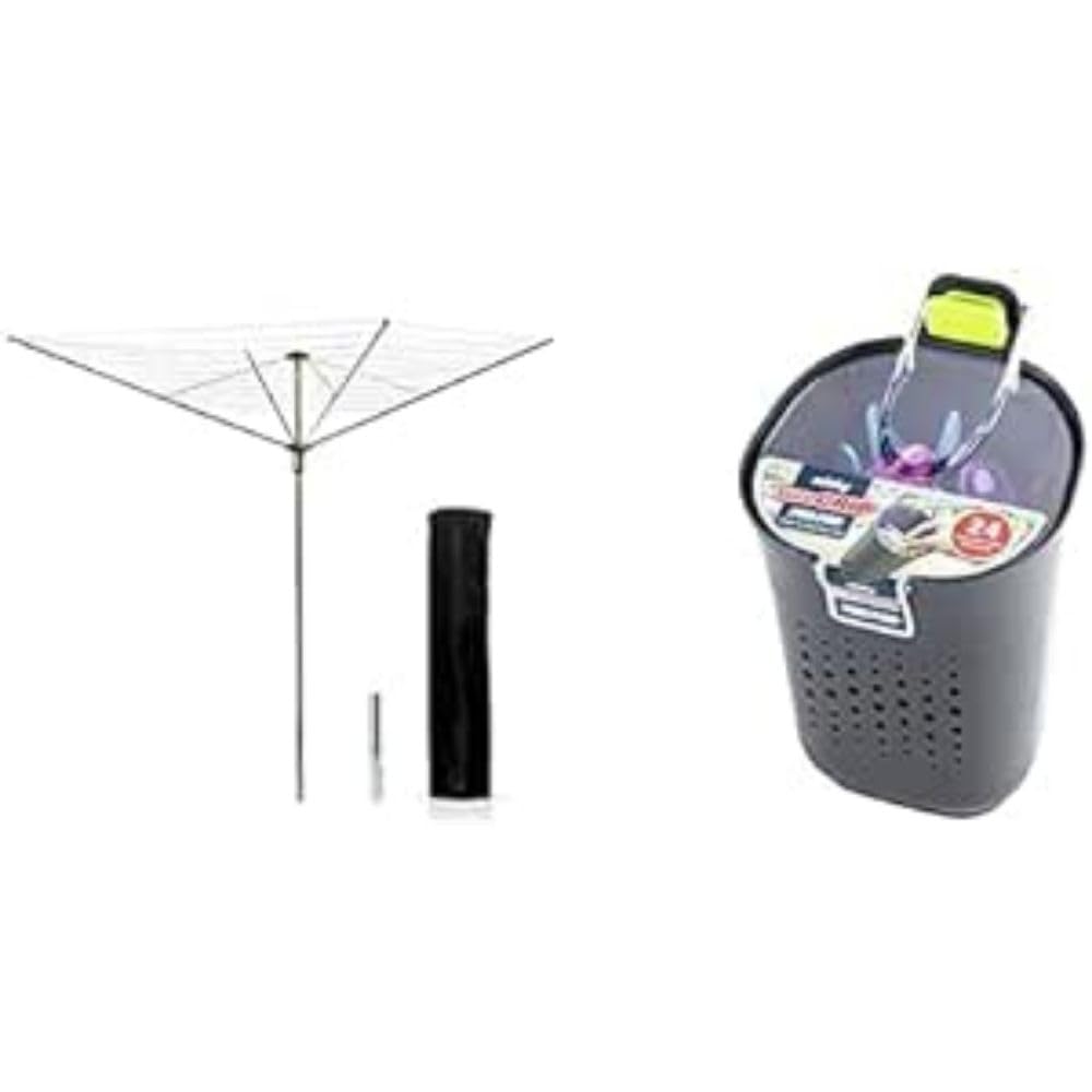 Minky 45m Easy Breeze Rotary Airer with Cover and Spike, Includes 24 SureGrip Pegs