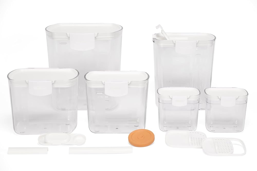 Progressive ProKeeper Baker's Airtight Kitchen Storage Canister Container Set for Flour, Sugar and More, White