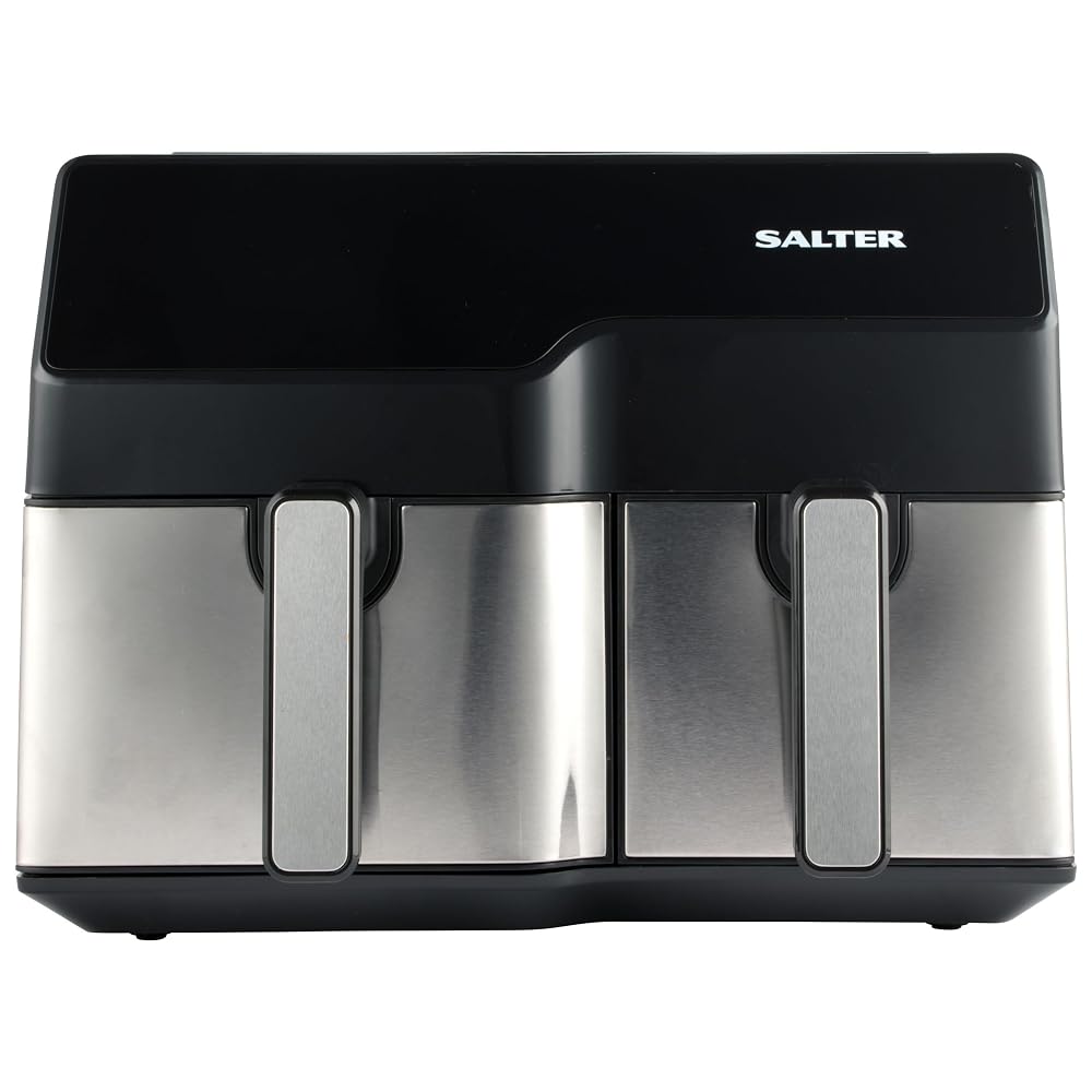 Salter EK5729 Dual Sector Air Fryer, XL 9L Family Size, Dual Non-Stick Cooking Drawers (5.5L/3.5L), Digital LED Touch Display