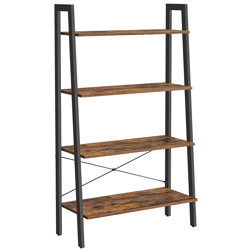 VASAGLE 4-Tier Bookshelf, Industrial Style Bookcase with Steel Frame