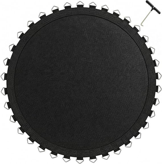 10ft Trampoline Mat Replacement, High Elastic Trampoline Outdoor Replacement Jumping Mat, 8 Row Stitch, Water-resistant, UV Resistant, Trampoline Pad with Spring Pull Tool T-Hook, 305cm 56 Anneaux