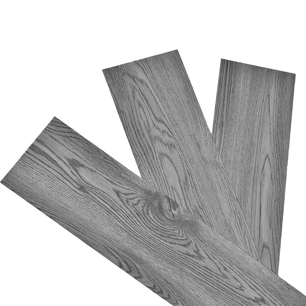 INMOZATA 36Pcs Self-Adhesive PVC Flooring Planks, Grey Wood Effect Peel and Stick Waterproof Floor Stickers