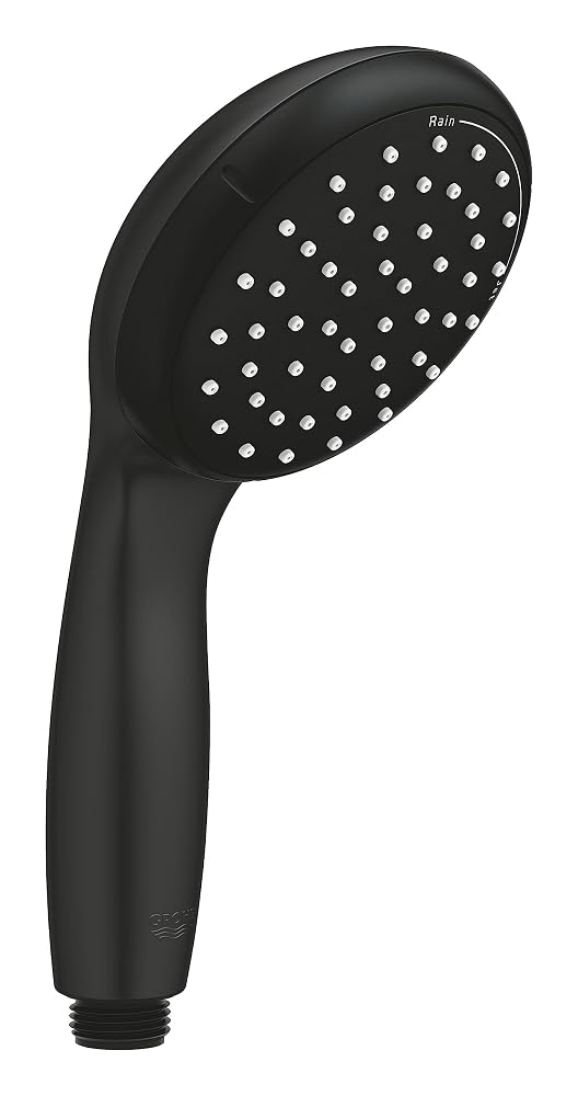 GROHE Vitalio Start 100 QuickFix Black Hand Shower, 2 Sprays, Water Saving, Matt Black