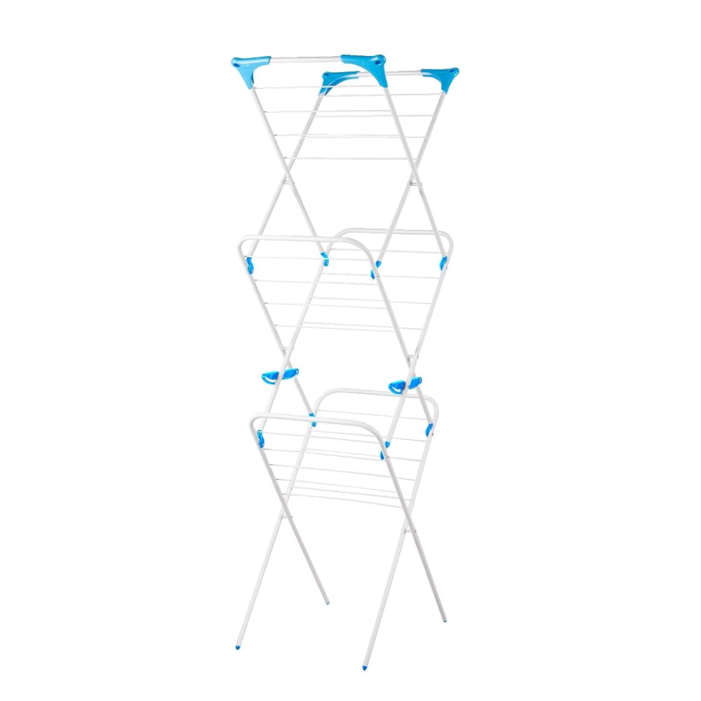 Minky Slimline 3 Tier Clothes Airer, Space Saving Compact Indoor Airer, 10m Drying Space