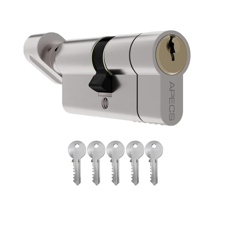 APECS Standard Euro Cylinder Thumbturn Door Lock, uPVC/Aluminium/Timber, 6 Pin, 5 Keys, 40/40