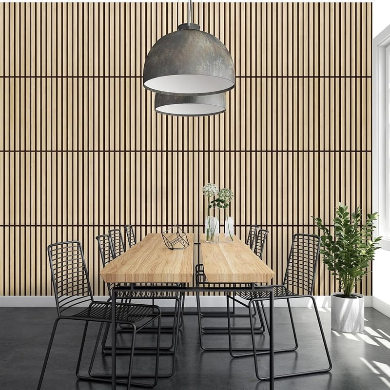 Goods Emporium Wood Panels for Walls, 4 Pack Slat Wall Panelling, MDF Wall Cladding Panels, 3D Acoustic Wooden Planks Decorative Slats Feature Wall (Oak)
