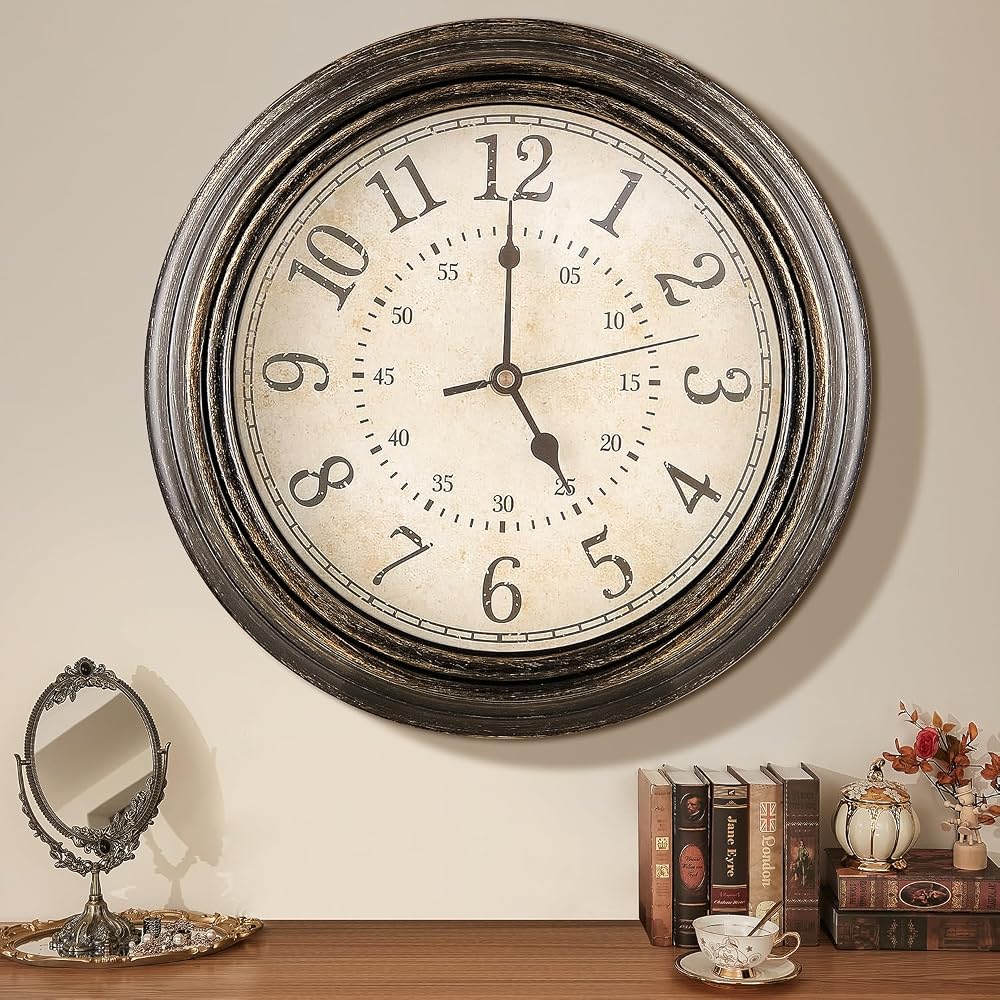 Wall Clock Vintage Wall Clocks for Living Room Accessories, 30CM Silent Wall Clocks Non Ticking Kitchen Clock, Easy to Read Large Wall Clock, Accurate Quartz Kitchen Clock, Vintage Bedroom Accessories