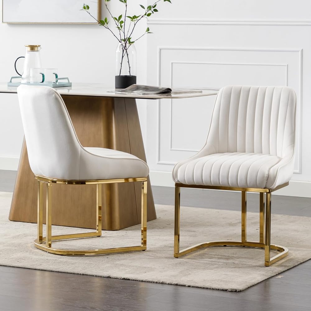 chairus Dining Chairs Set of 2, Velvet Living Room Upholstered Armless Chairs