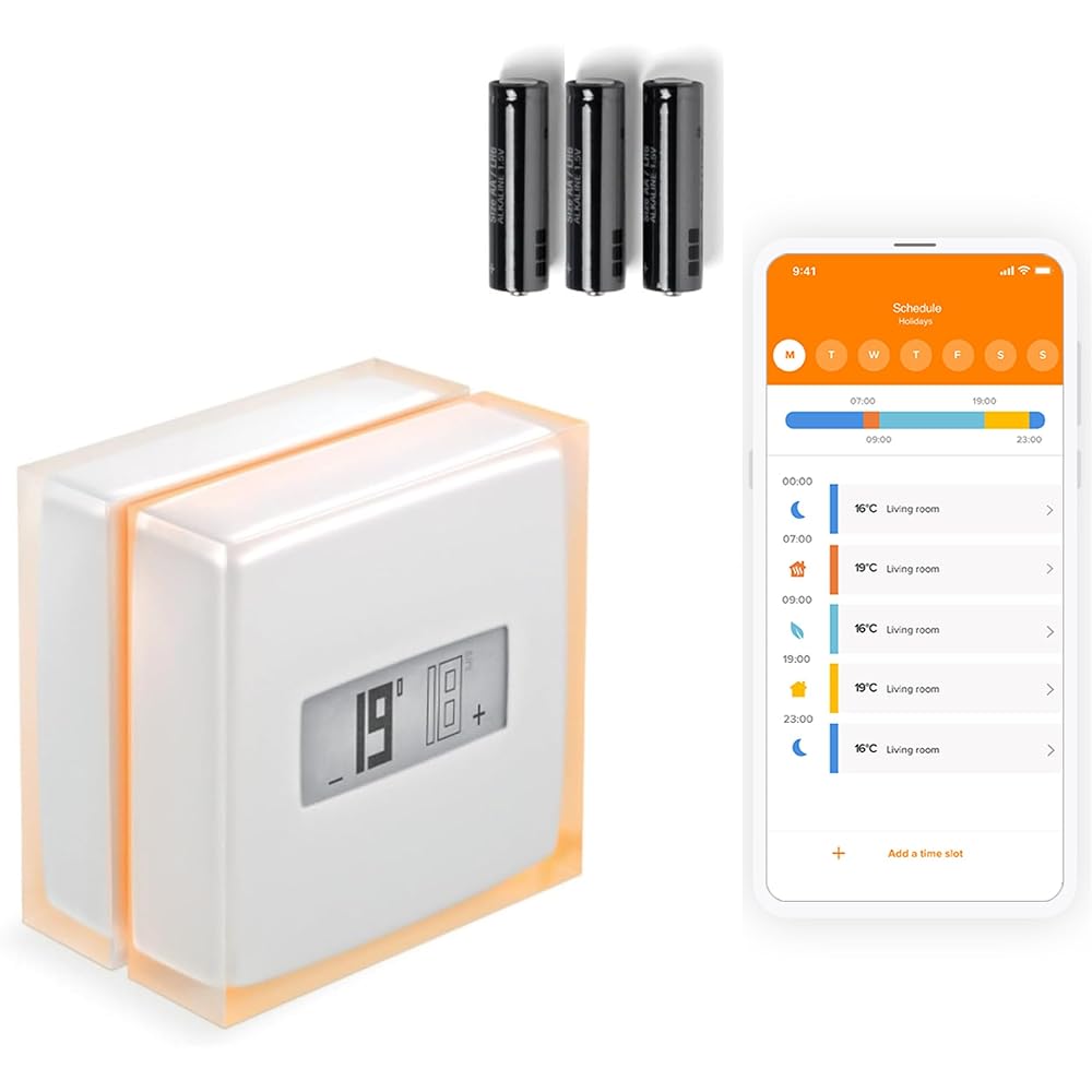 Netatmo Connected Smart Energy Saving Thermostat, WiFi, Compatible with Individual Boilers