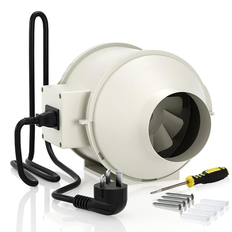 FanGoFast Inline Extractor Fan 100mm/4 inch with Adjustable Speed Controller and UK Plug, 198m³/h Ventilation Fan for Bathroom, Office, Grow Rooms