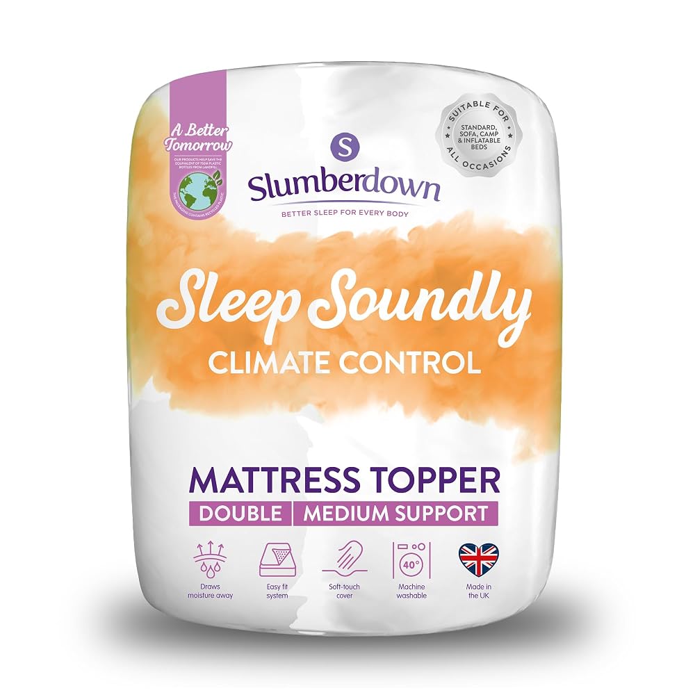 Slumberdown Climate Control Mattress Topper Double Bed - Breathable, Moisture-Wicking & Cooling Mattress Topper | OEKO-TEX Certified, UK-Made, Non-Allergenic, Washable (135 x 190cm)