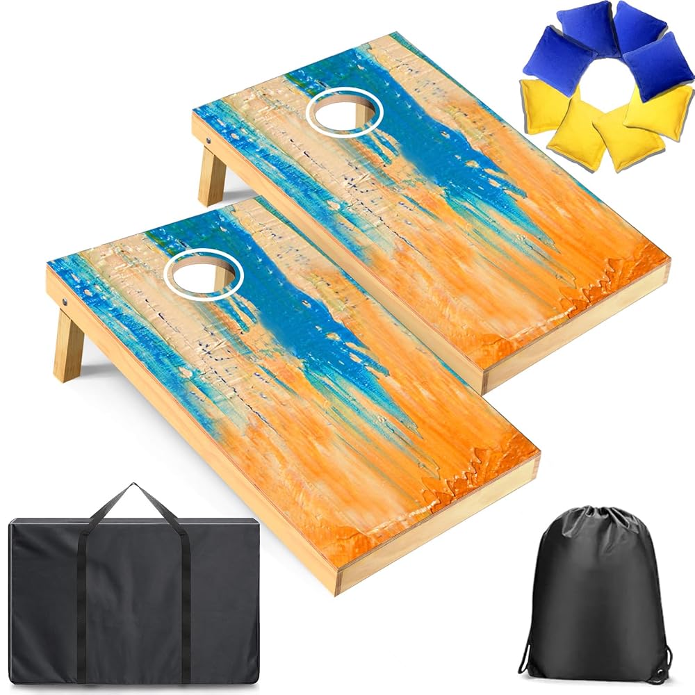 Pennpliy Cornhole Boards Set, Regulation Size 3x2ft Solid Wood with 8 Toss Bags