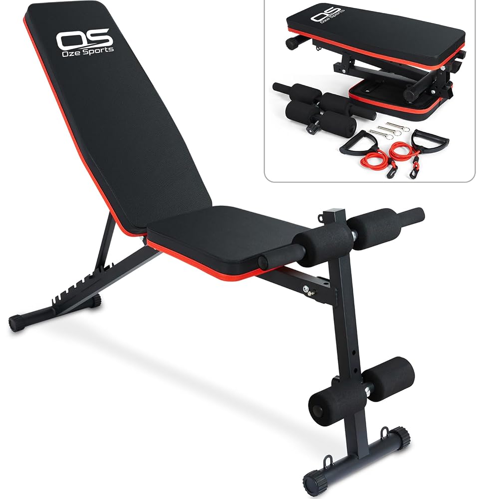 OZE SPORTS Adjustable Weight Bench, Utility Incline Decline Flat Foldable Bench