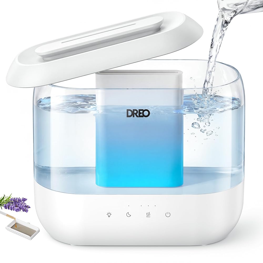DREO Humidifier for Bedroom Baby, 4L Cool Mist Supersized Humidifier, 28dB Quiet, Top Fill