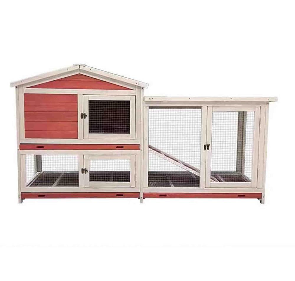 CAULO Wooden Chicken Coop Hen House, with Ventilation Door, Removable Tray & Ramp, Garden Backyard Pet House