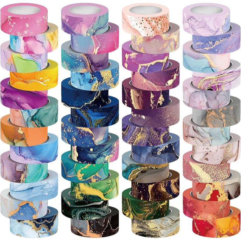 48 Rolls Washi Tape Set, Decorative Masking Tape, Colored Marbling Patterns for Journaling and Scrapbooking