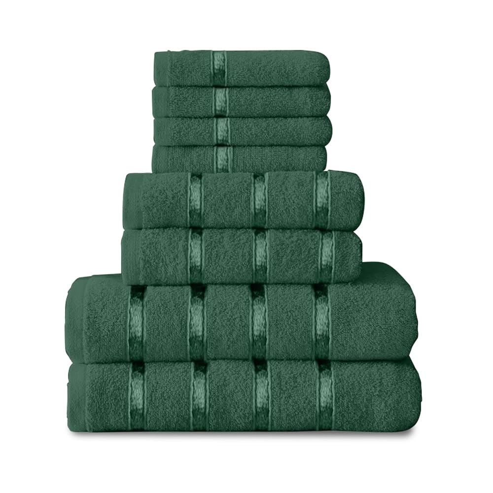 GC Gaveno Cavailia 8 Piece Towel Bale Set, Egyptian Cotton, Face, Hand and Bath Towels, Dark Green