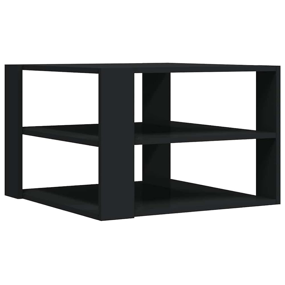 vidaXL Coffee Table with Storage, Modern Style, Black Engineered Wood