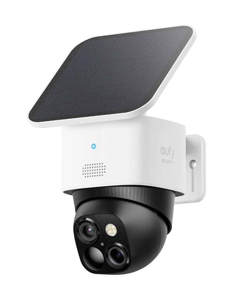 eufy Security 3K Dual Camera, SoloCam S340, Security Camera Outdoor Wireless, Solar Security Camera for Home Security, 360° Surveillance, Pan & Tilt, No Blind Spots, No Monthly Fee, Built-in 8GB