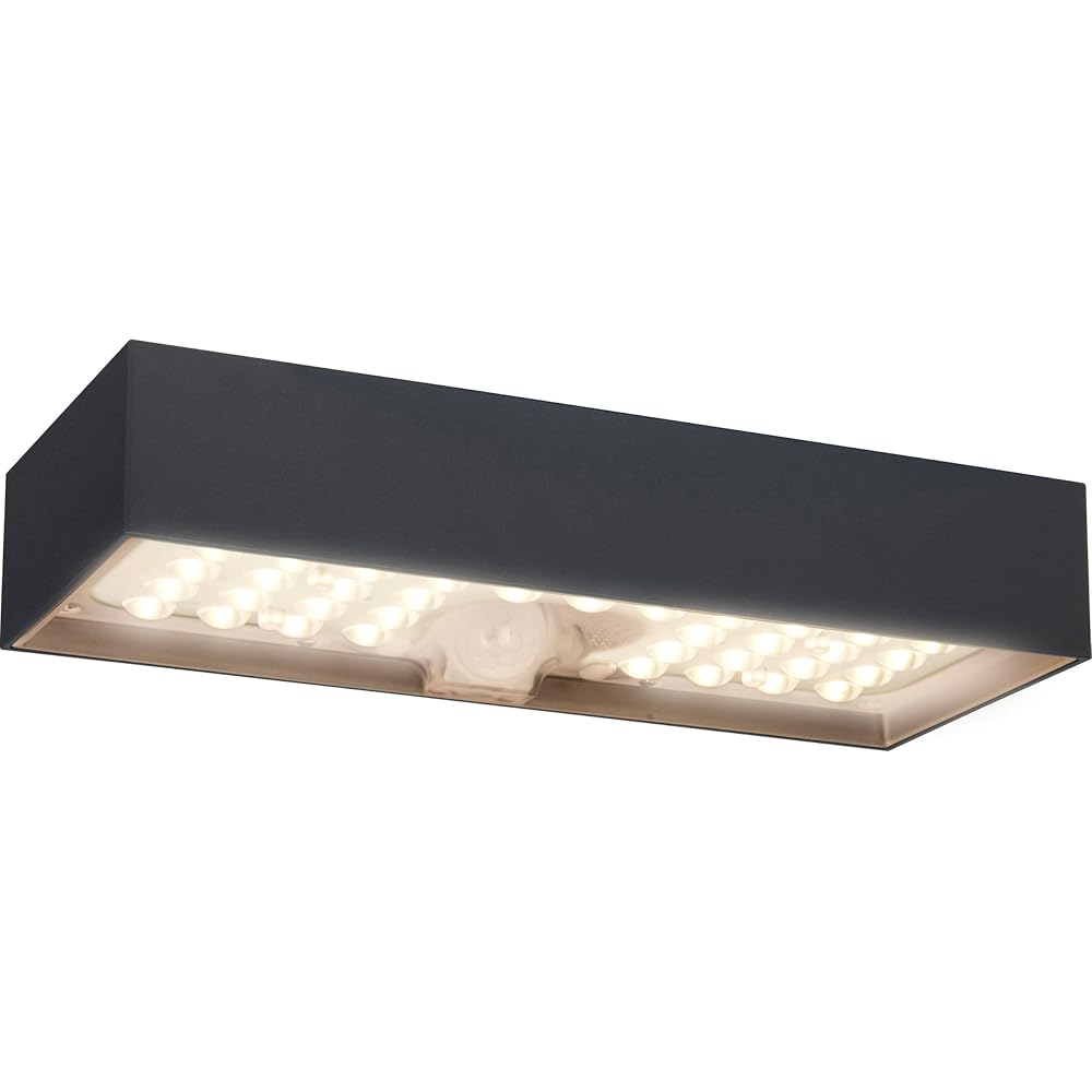 Luceco Solar Powered LED Outdoor Wall Light with PIR Motion Sensor, Security Light, Brick Design, Slate Grey, IP65