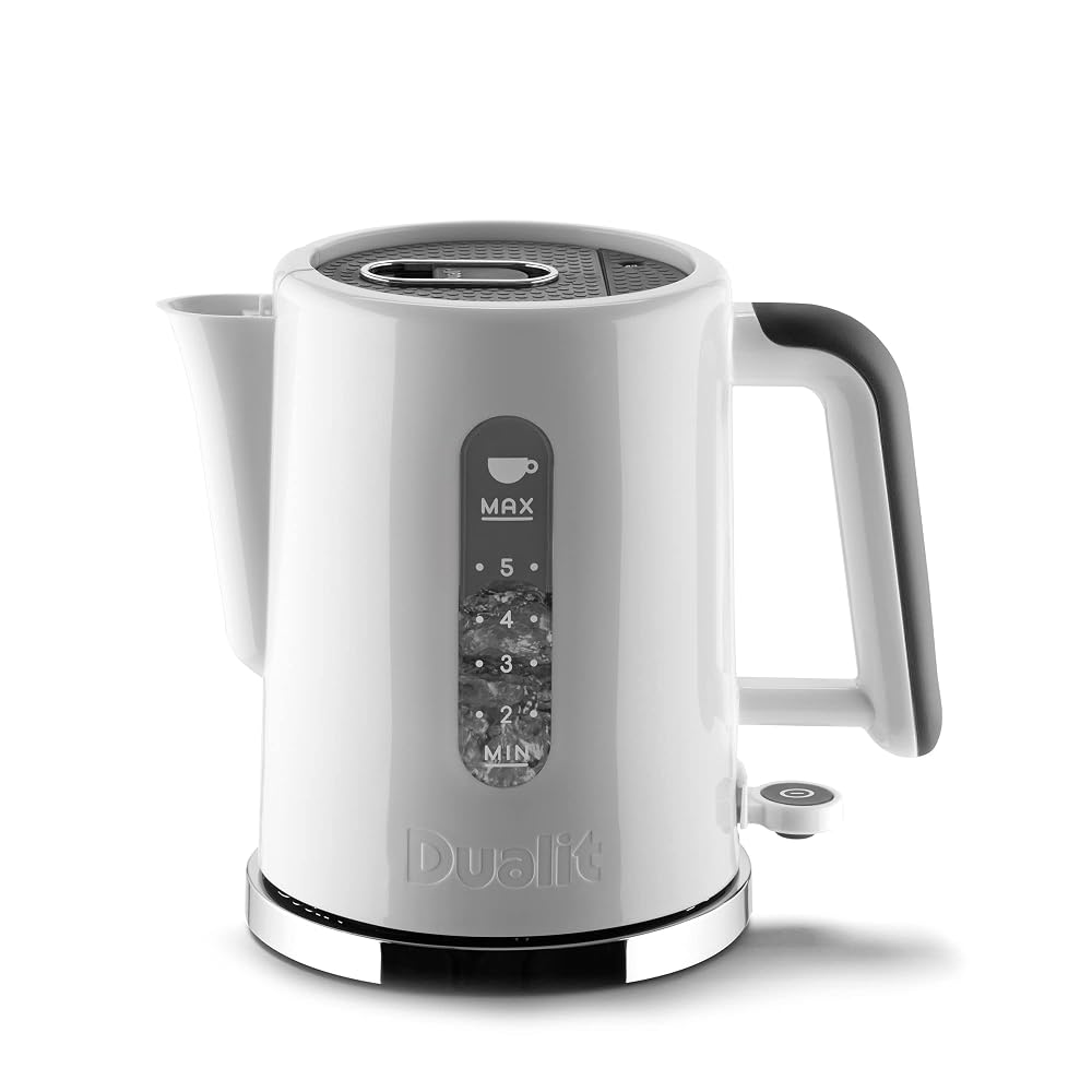 Dualit Studio Kettle, 1.5L 2.4KW Jug Kettle in White with Polished Trim