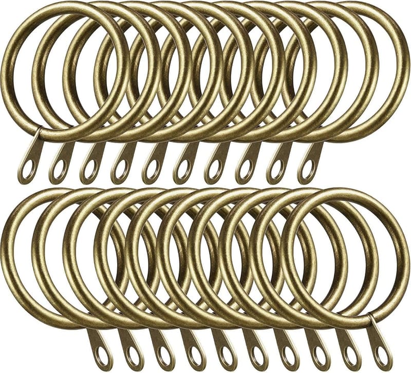 Metal Curtain Ring 40mm Antique Brass, Curtain Pole Rings, Sliding Eyelet Hanging Rings for Curtains and Rods, Pack of 24