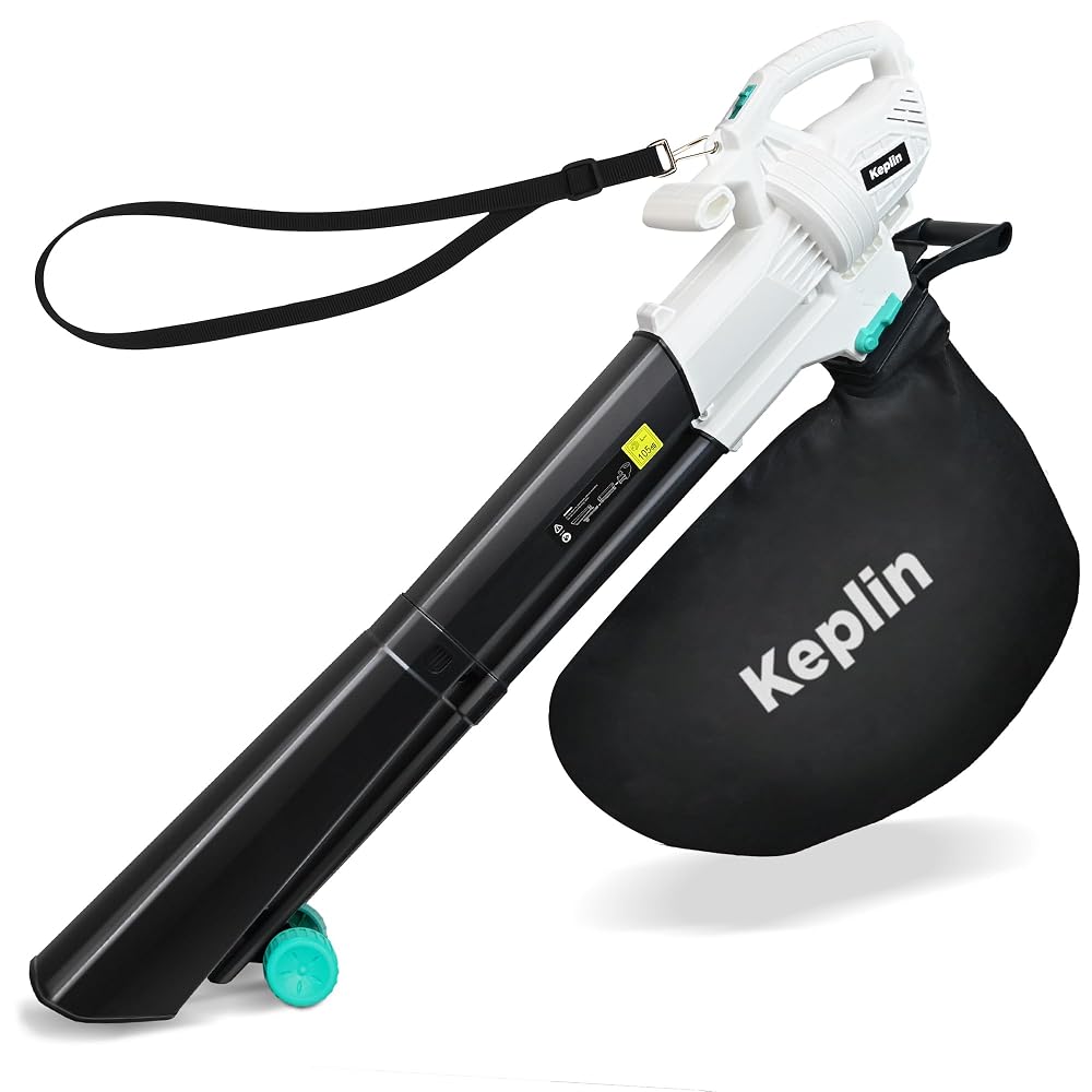 Keplin 3500W Corded Leaf Blower Vacuum & Mulcher 3-in-1, 35L Bag, 10m Cable, Wheels & Shoulder Strap Included, 10:1 Mulch Ratio