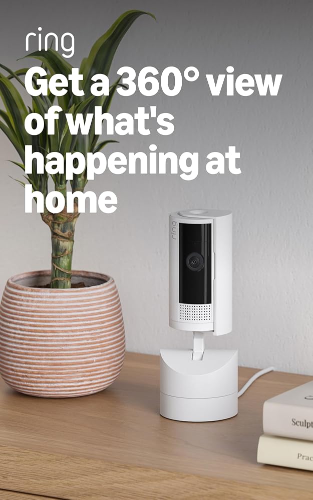 Ring Pan-Tilt Indoor Camera, Plug-In Security Camera with 360° Pan and Tilt Coverage, 1080p HD