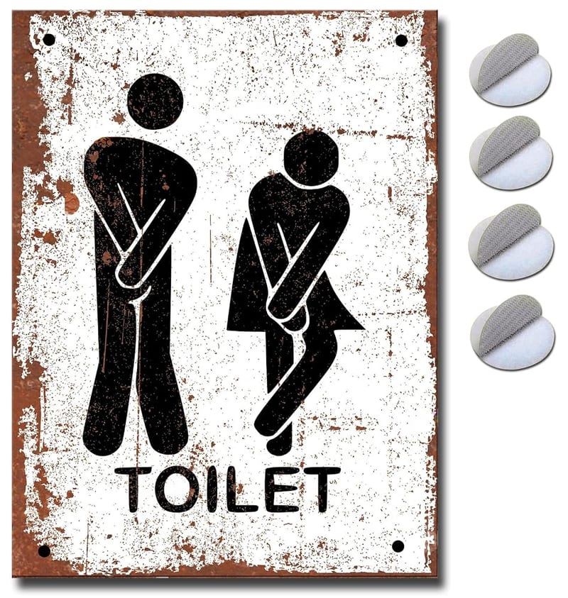 Funny Toilet Sign for Door – Ladies and Gents Unisex Toilet Signs, Self Adhesive Bathroom WC Metal Plaque, 15cm x 10cm
