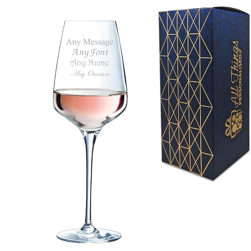 Personalised Engraved Crystal Wine Glass, Sublym 350ml / 12.3oz, Gift Boxed, Lead Free, Customise with Any Message, Engraved in the UK