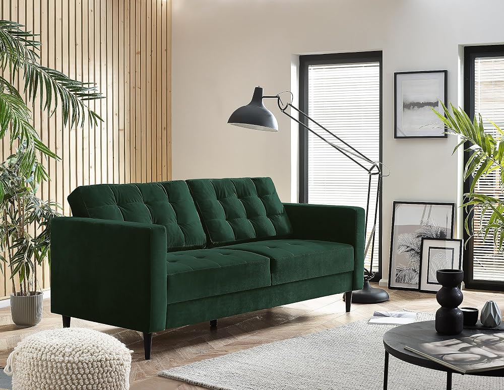 Furniturebox UK Joni 3 Seater Emerald Green Velvet Sofa