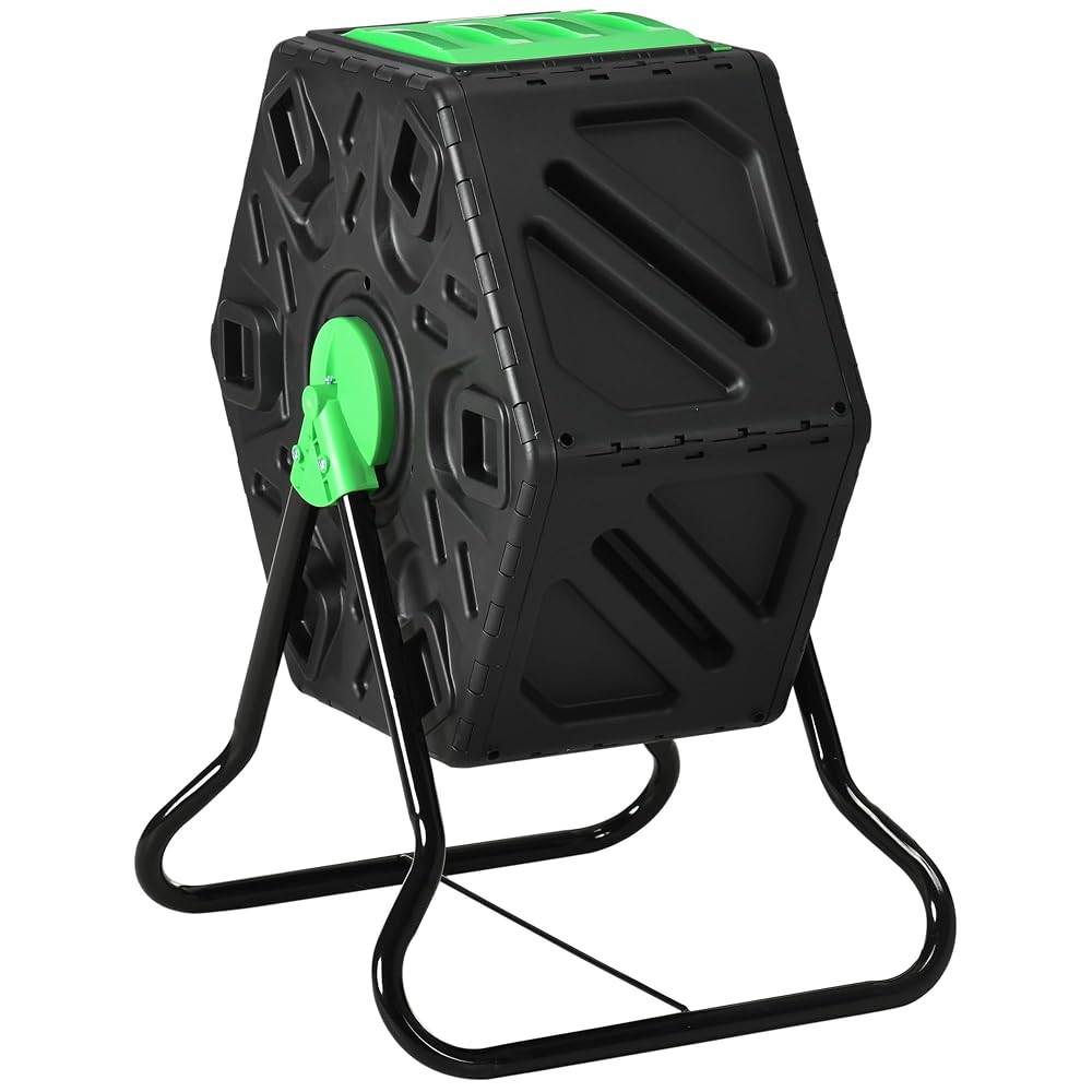 Outsunny 65L Compost Bin, 360° Tumbling Composter with Steel Base