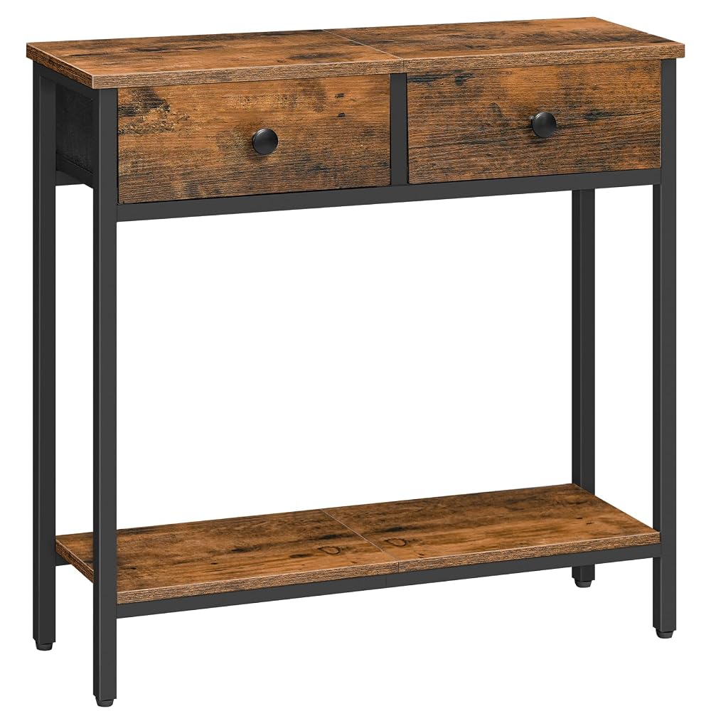 HOOBRO Slim Console Table with 2 Non-woven Drawers, Hallway Table with Storage