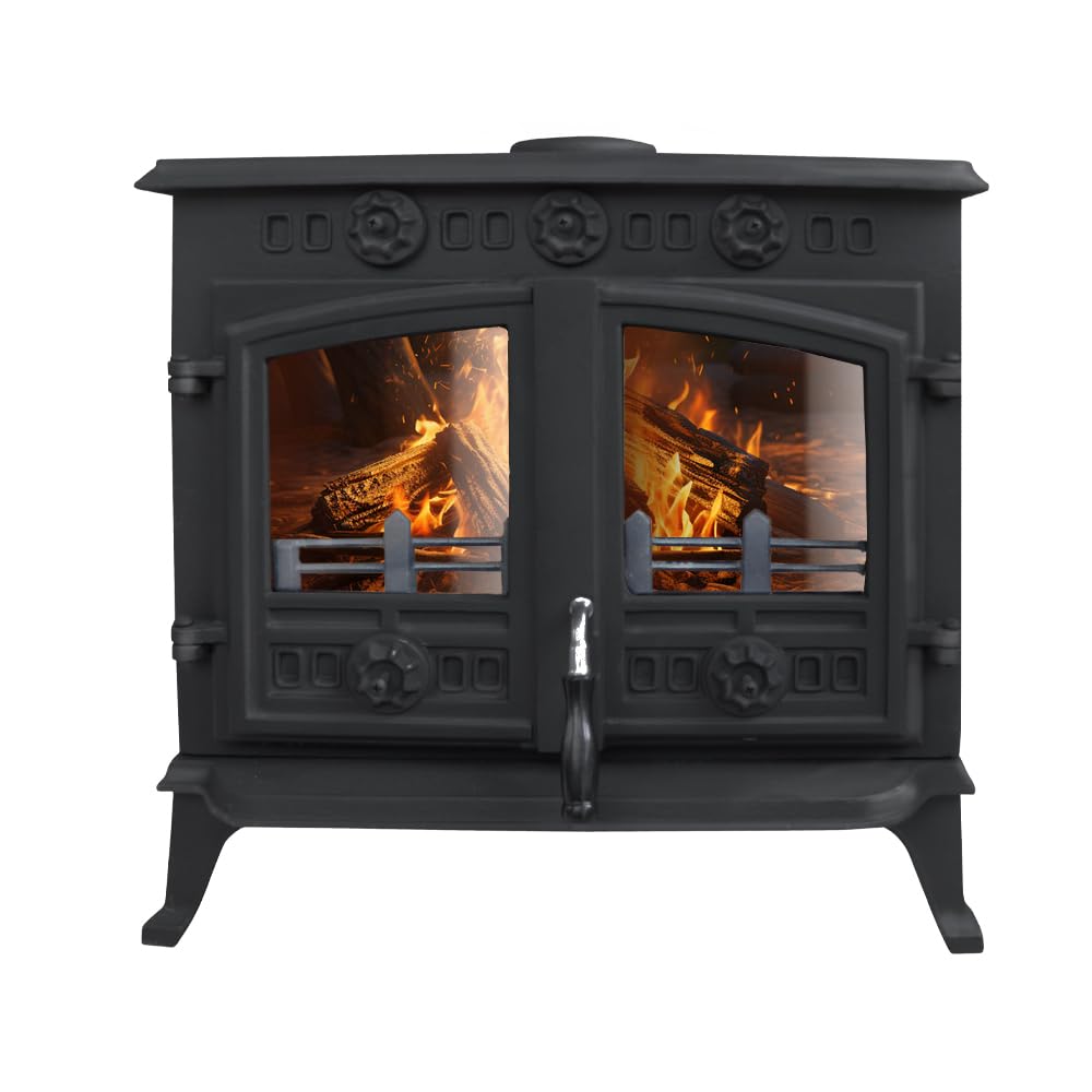 NRG Defra Approved 10KW Multifuel Stove, Eco Design Cast Iron Fireplace, Type A