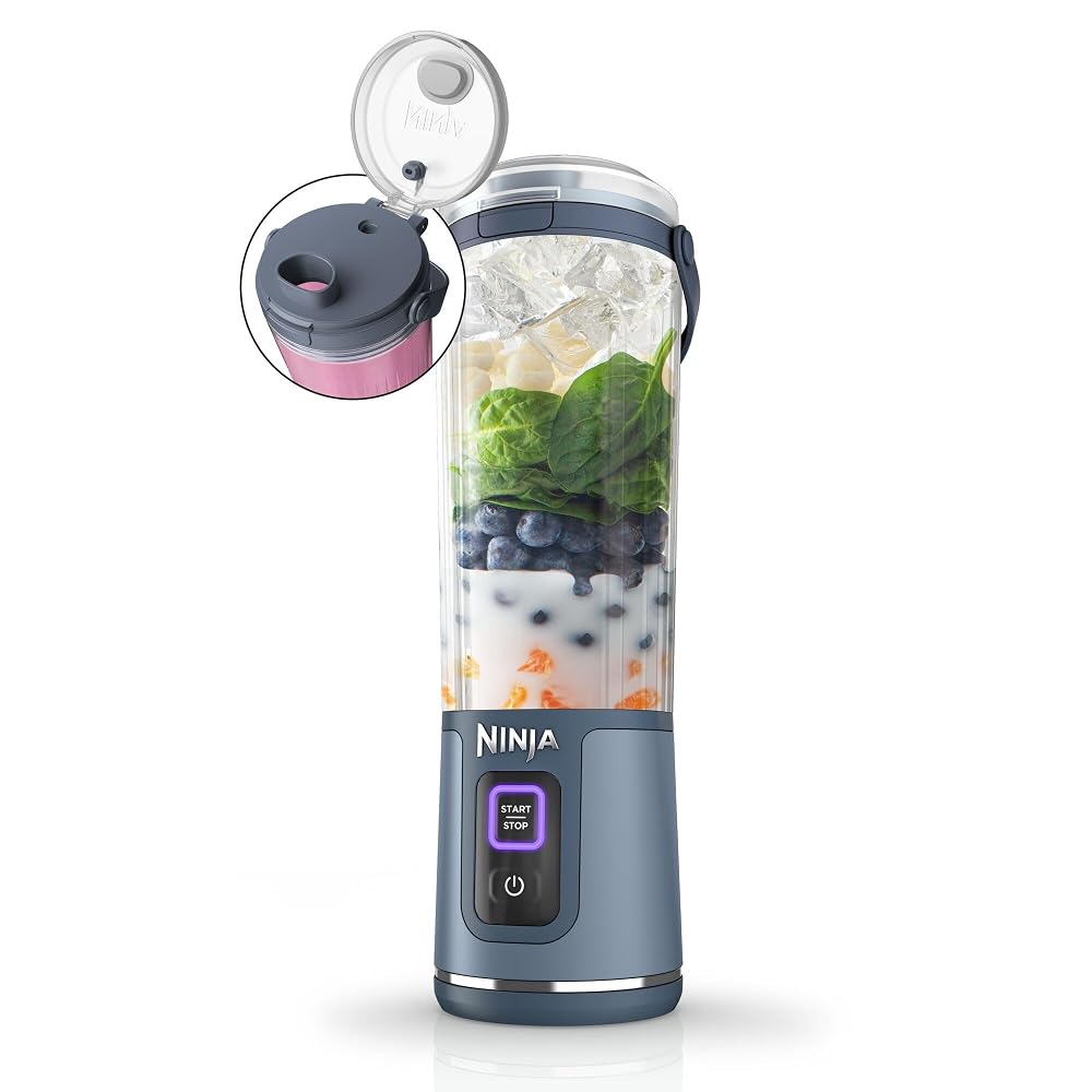 Ninja Blast Portable Blender, 530ml, Leakproof Lid & Sip Spout, Powerful Cordless Mini Blender, Rechargeable, Blends Ice & Frozen Fruit, Denim Blue (BC151UKNV)