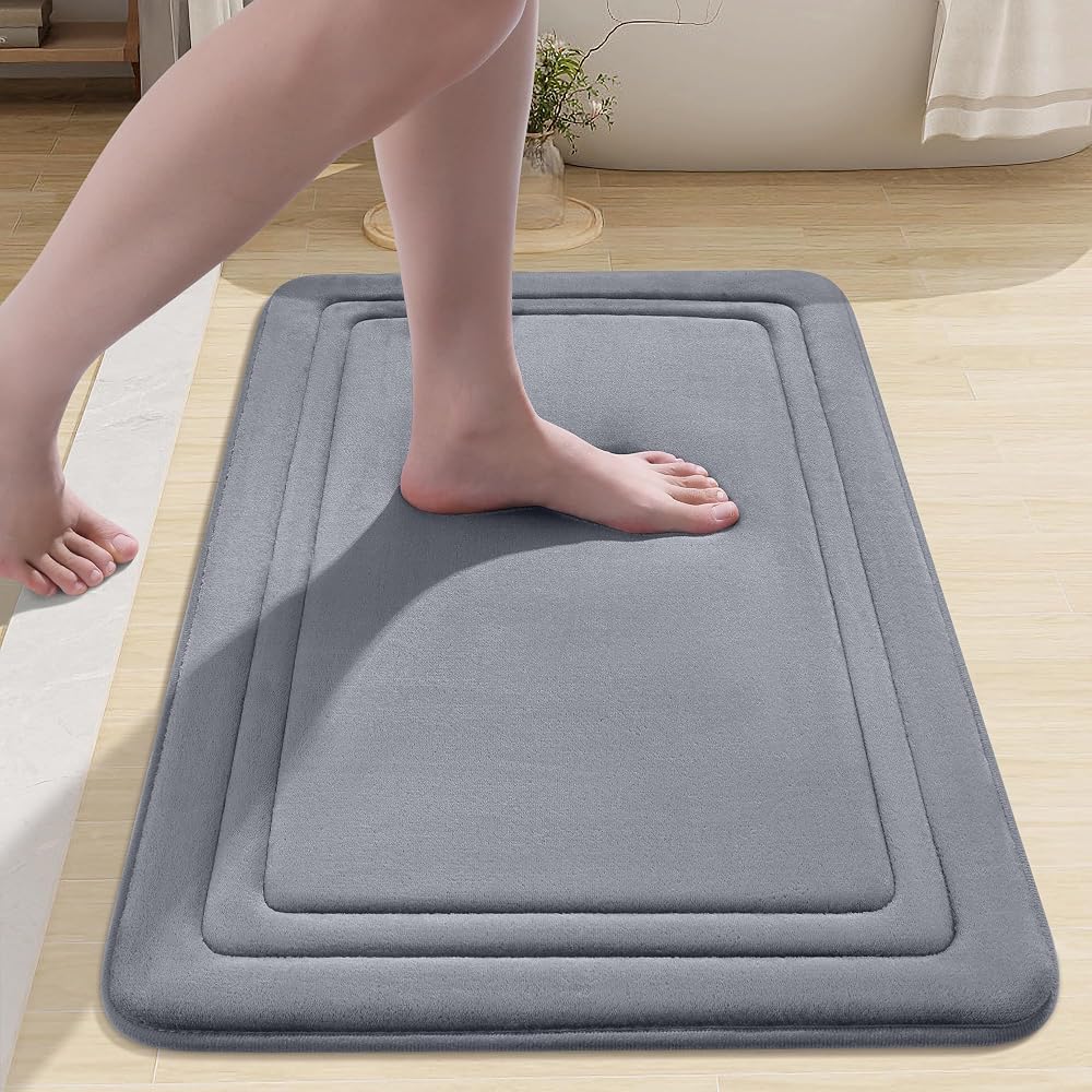 smiry Memory Foam Bath Mat, 40 x 60cm, Dark Grey