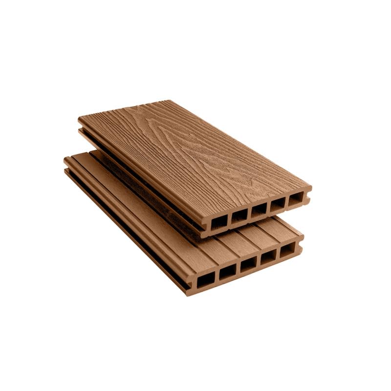 Tuda Grass Direct 3.6m Composite Decking Boards, Deep Embossed Woodgrain, Teak Brown