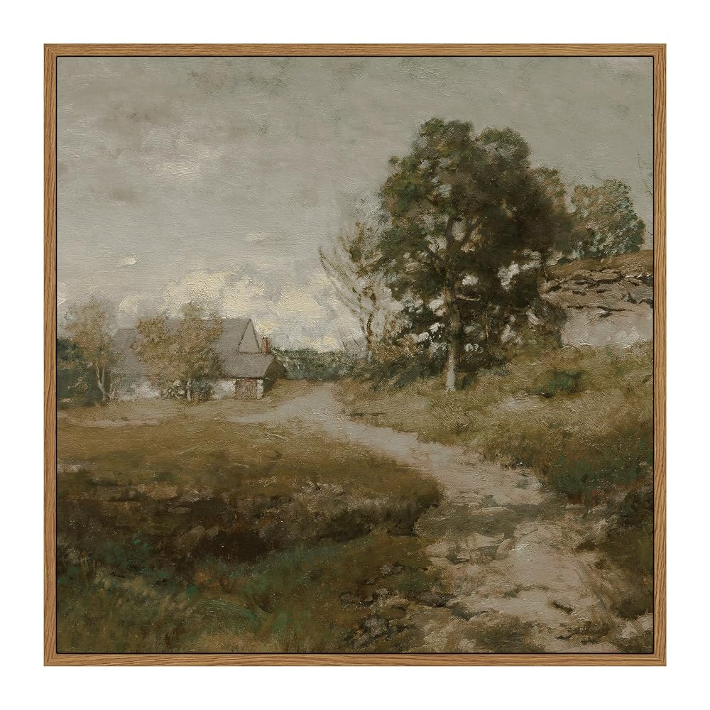InSimSea Square Framed Canvas Wall Art, Landscape Nature Print, Ready to Hang for Living Room Bedroom