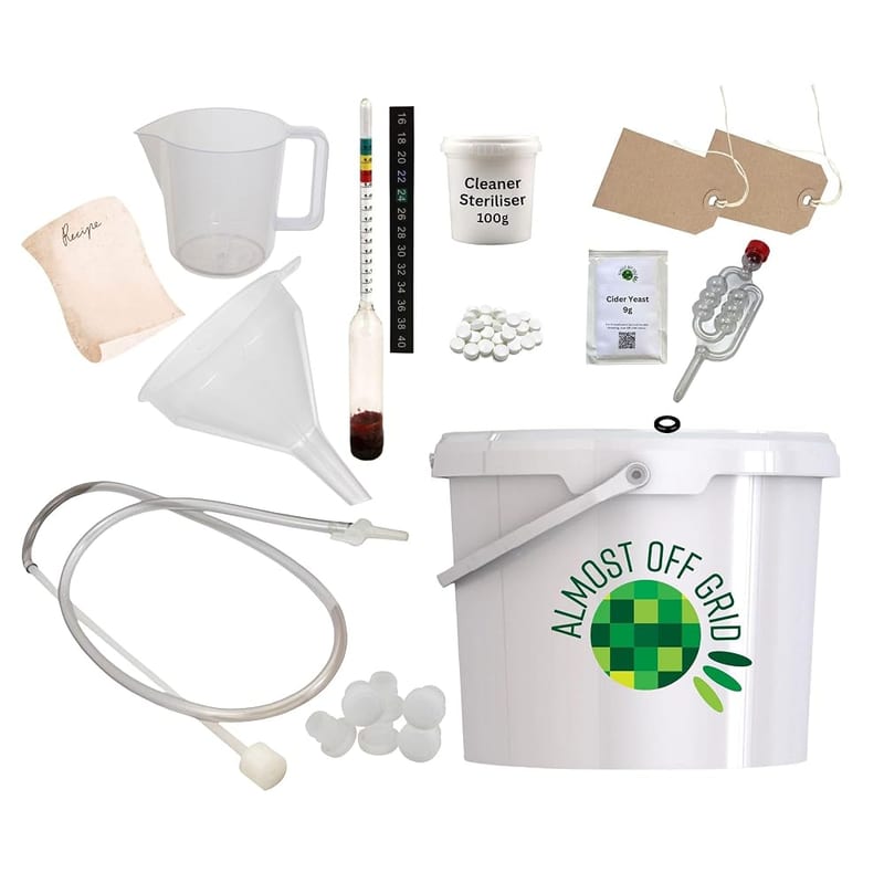 Almost Off Grid 10 Litre Cider Making Kit 10L/2 Gallon/20 Pints Home Brew Beginner's Cidermaking with Beginner's Guide