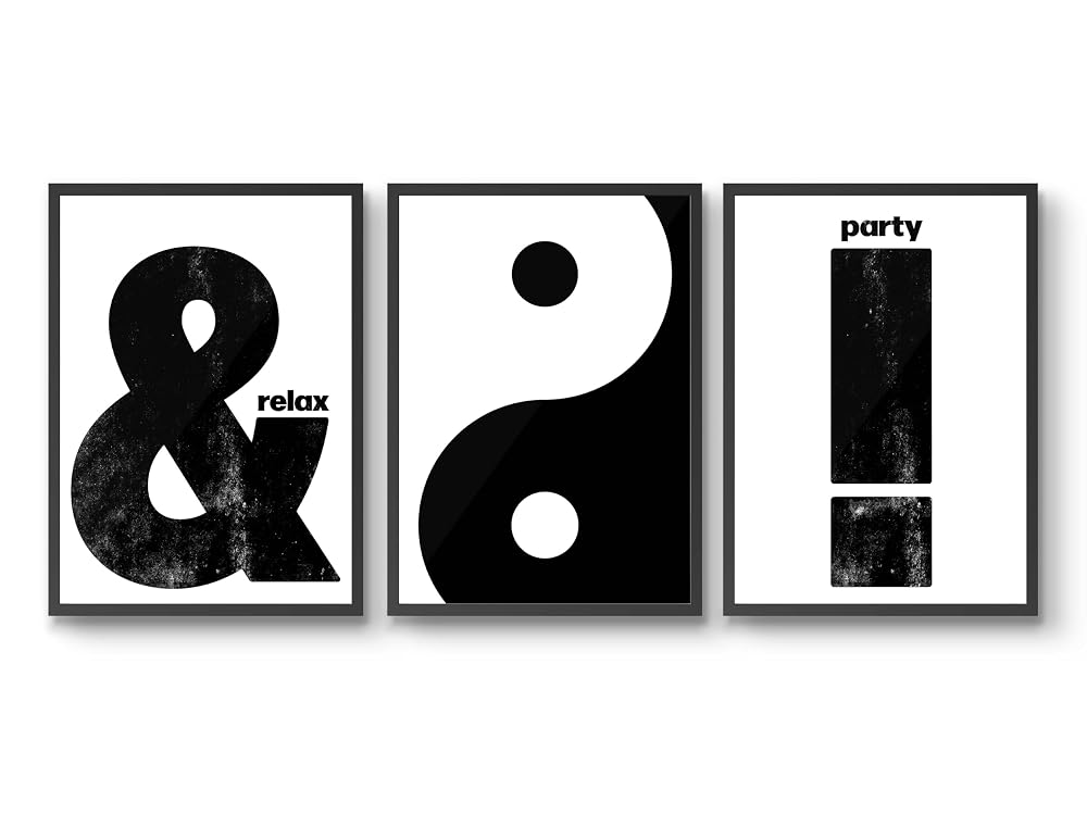Glyphs & Typography — Set of 3 Prints, Quotes Wall Art Poster, Minimalist Retro Home Decor, Mid-Century Modern, A1 (84.1x59.4cm)