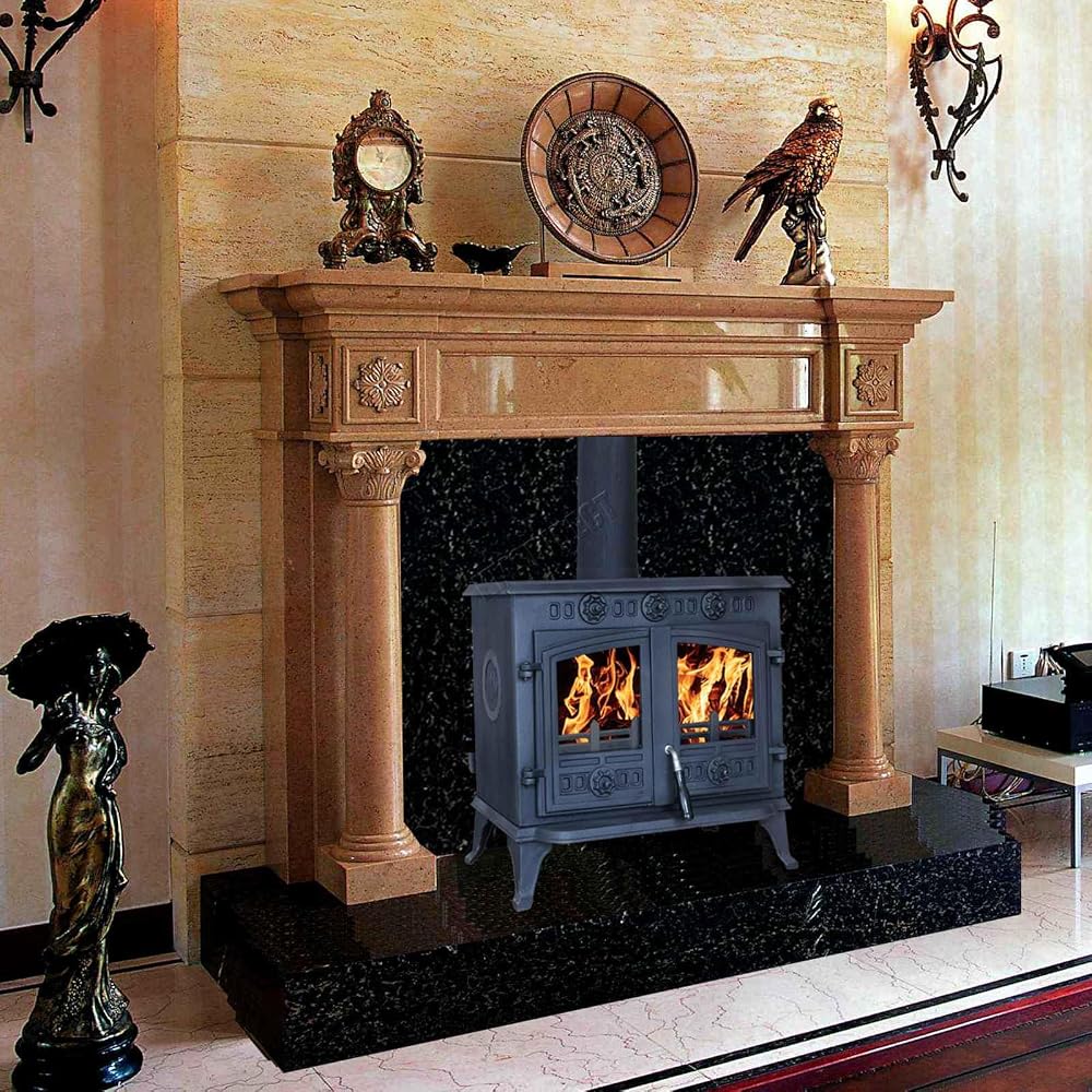 HEATSURE Woodburning Multifuel Stove Cast Iron Log Wood Burner, 10KW, Defra Approved Eco Design