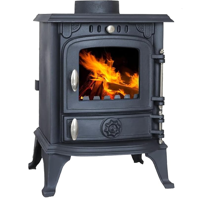 HEATSURE Woodburning Multifuel Stove, Cast Iron Log Burner with Airwash System, 4.5kW DEFRA Approved